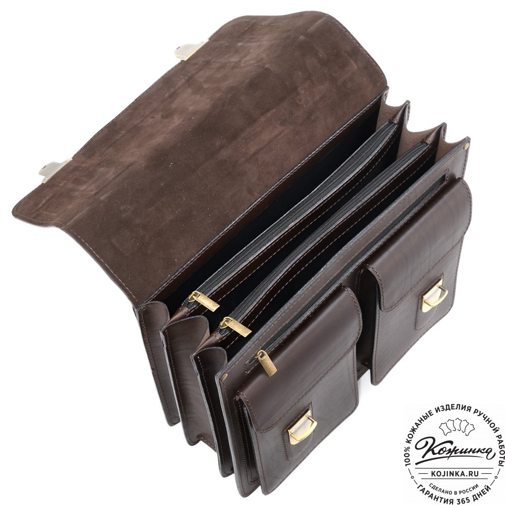 Мужской кожаный портфель "Престиж" (тёмно-коричневый)